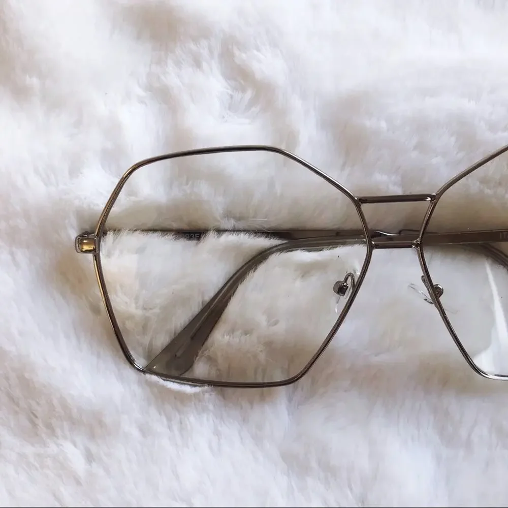 Peyton Silver Hexagon Clear Sunglasses